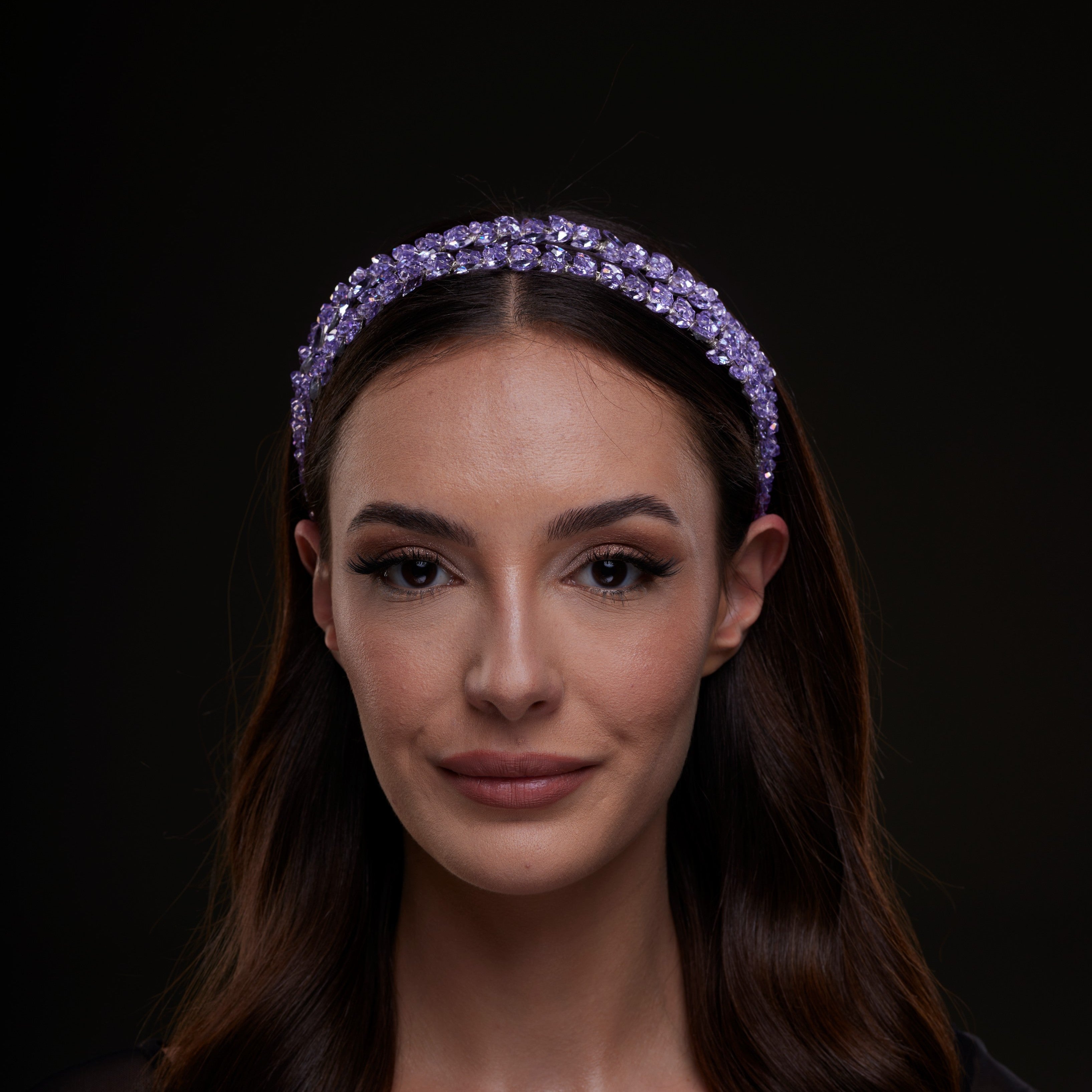 Lavender Crystal Beaded Hairband – Bridal Port, view 2