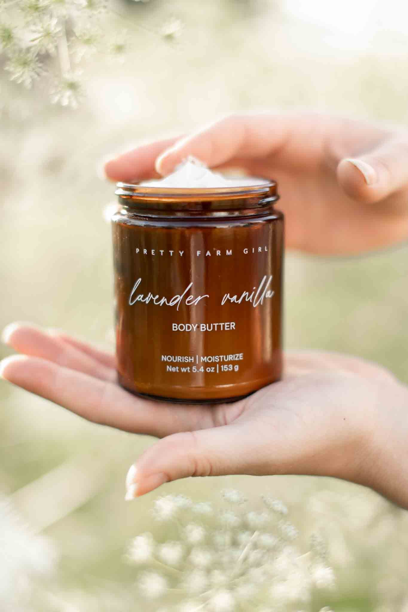Pretty farm girl Lavender Vanilla Bean Tallow Body Butter — lifestyle context