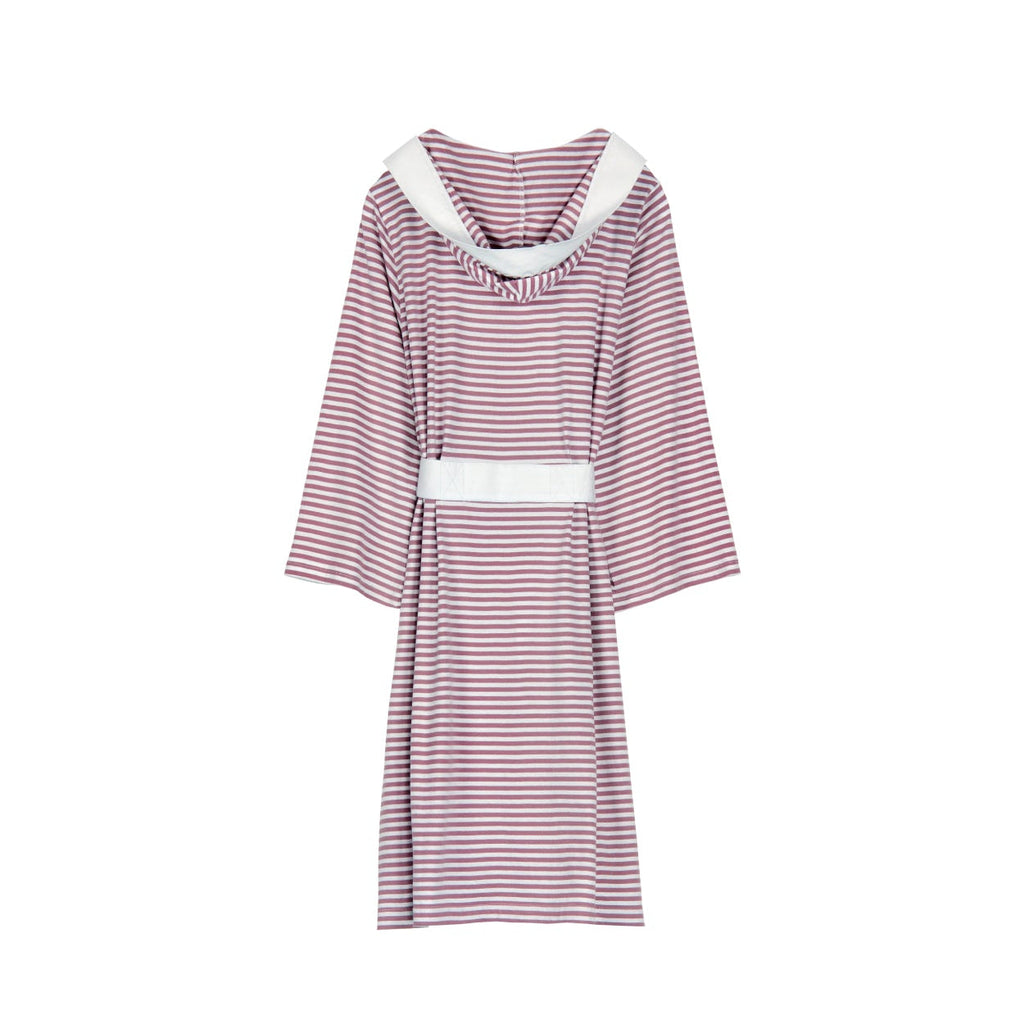 Seaside Serenity Stripe Organic Hooded Short Robe – Pure Fiber, view 11
