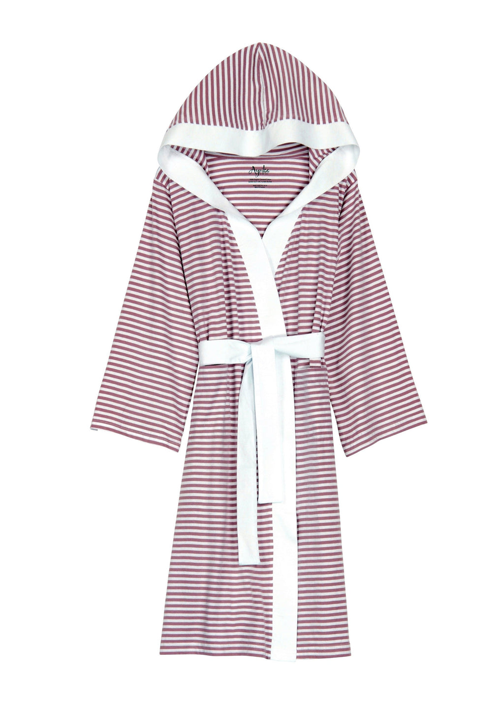 Seaside Serenity Stripe Organic Hooded Short Robe – Pure Fiber, view 7