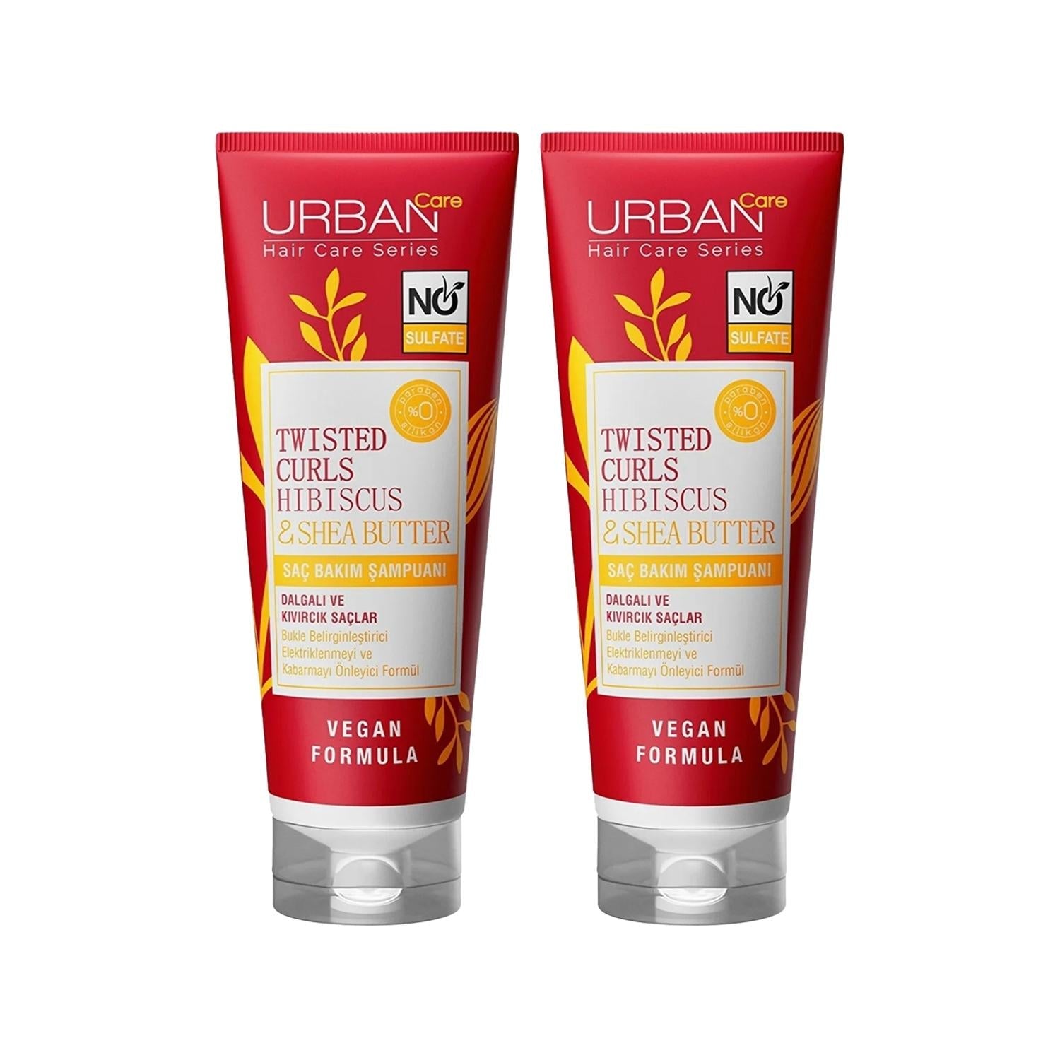 URBAN Care Sulfate-Free Shampoo for Curly & Wavy Hair - Hibiscus & Shea Butter, 2 x 250ml