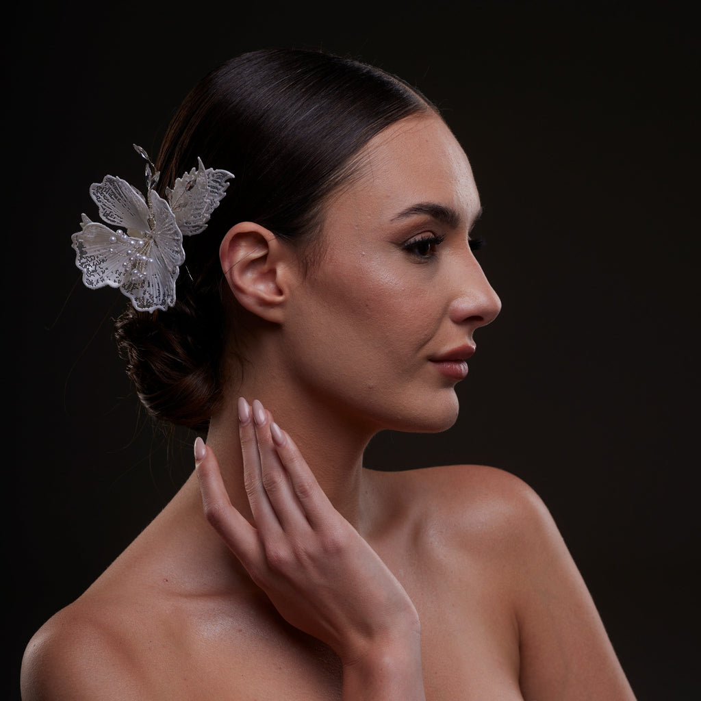 Bridal Flower & Leaf Side Comb – Bridal Port, view 2