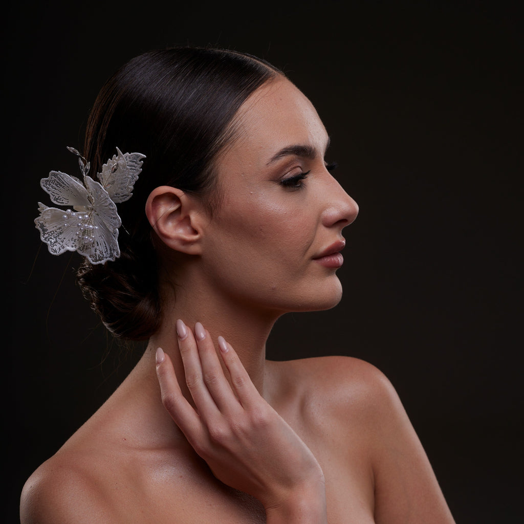Bridal Flower & Leaf Side Comb – Bridal Port, view 3