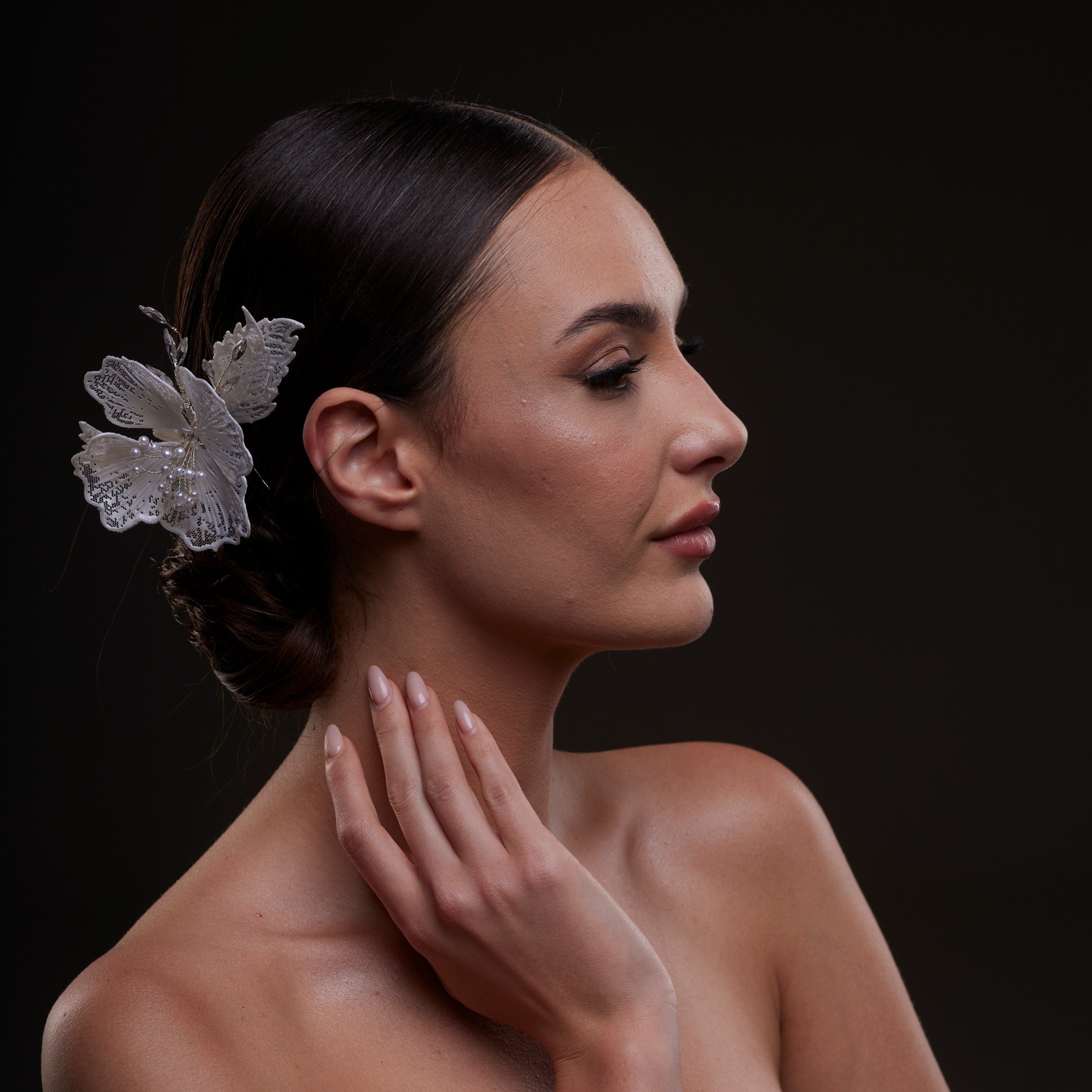 Bridal Flower & Leaf Side Comb – Bridal Port, view 3
