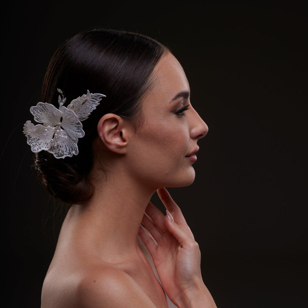 Bridal Flower & Leaf Side Comb – Bridal Port, view 6