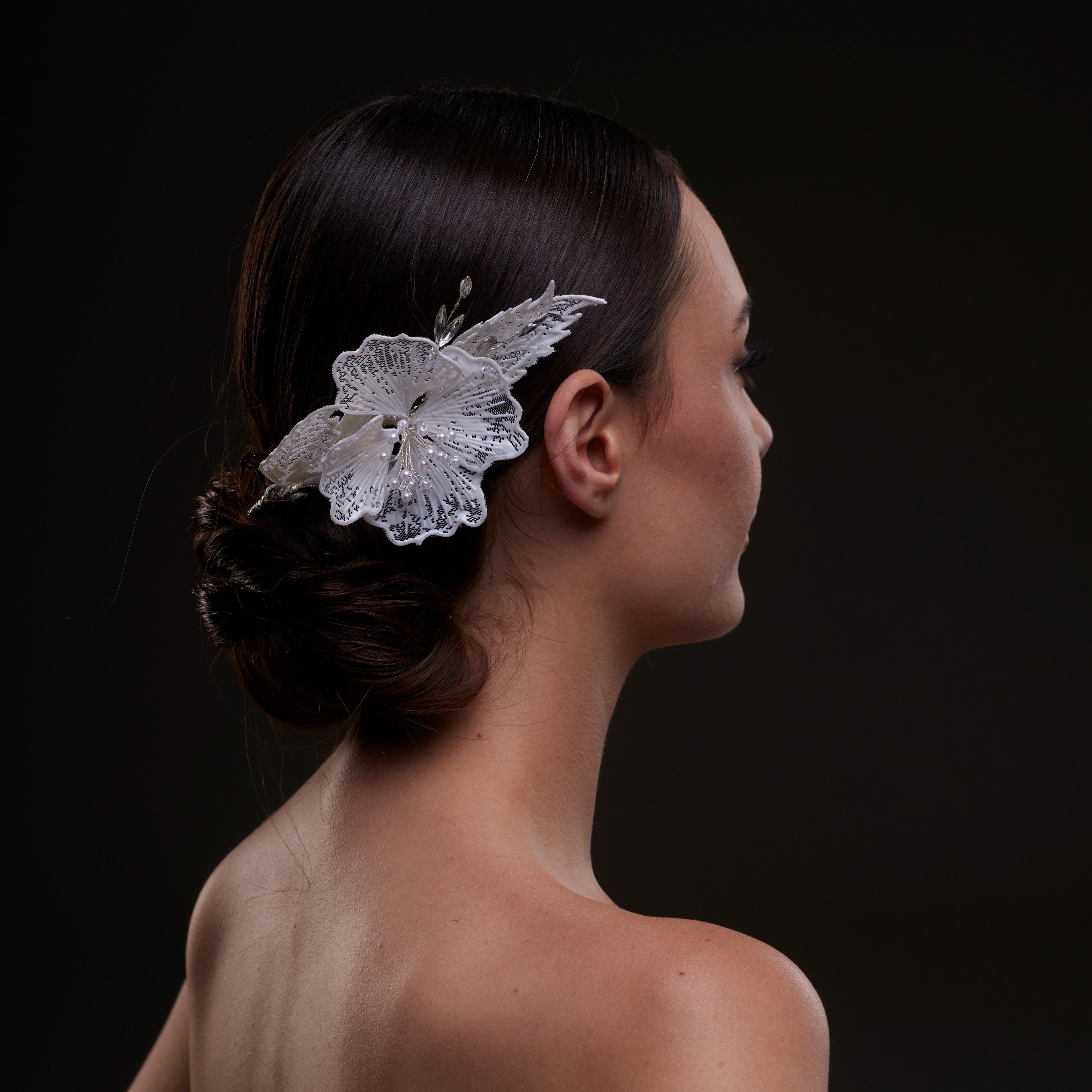 Bridal Flower & Leaf Side Comb – Bridal Port, view 4
