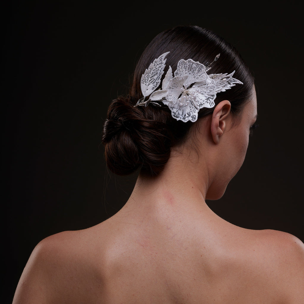 Bridal Flower & Leaf Side Comb – Bridal Port, view 5