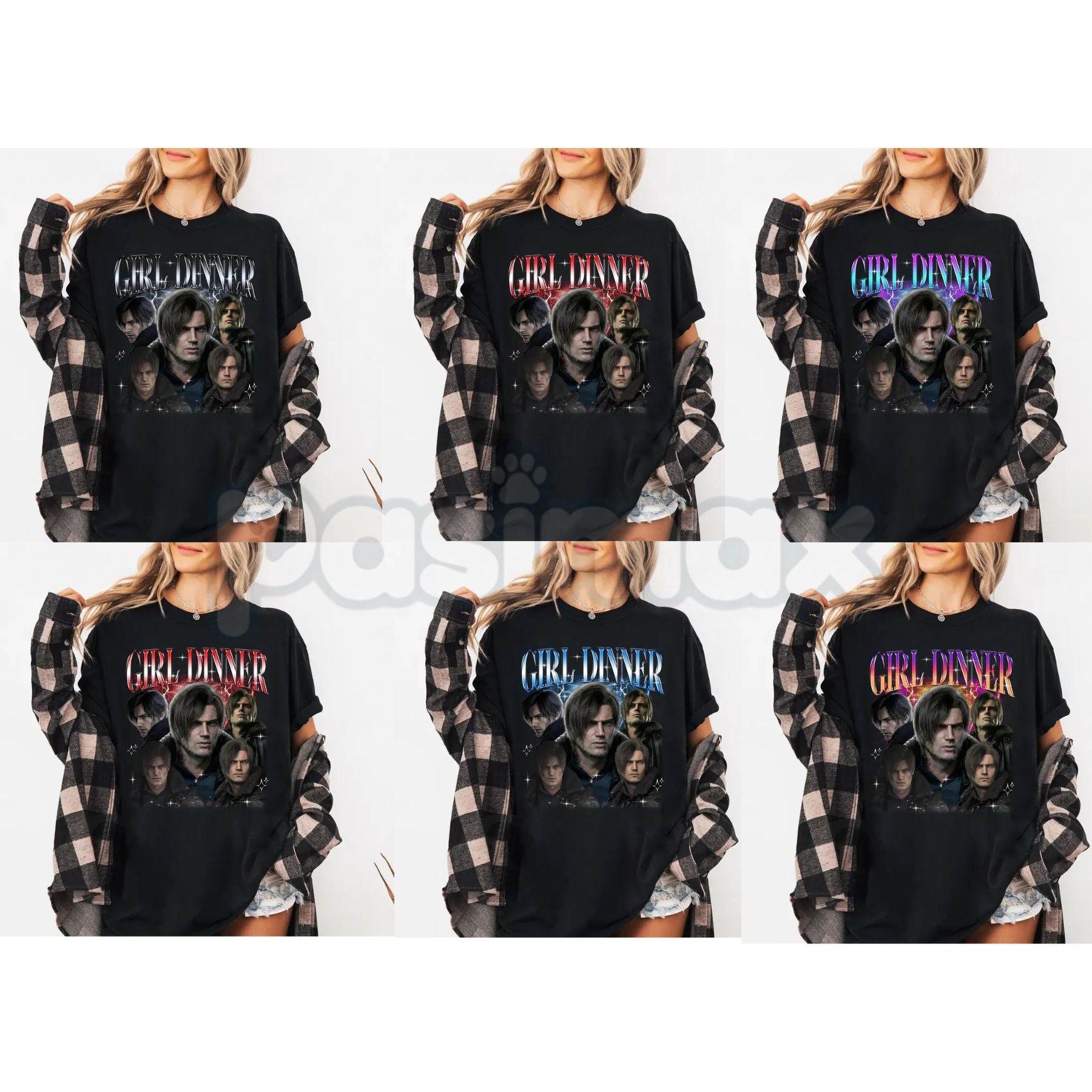 Pasimax Leon S. Kennedy "Girl Dinner" T-Shirt - Resident Evil 9 Requiem Horror Graphic Tee, Premium 100% Cotton RE4 Remake Fa