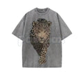 Leopard Print Women's Vintage Washed T-Shirt – Casual Animal Print Graphic Tee, Retro Lightweight Cotton Boho Streetwear