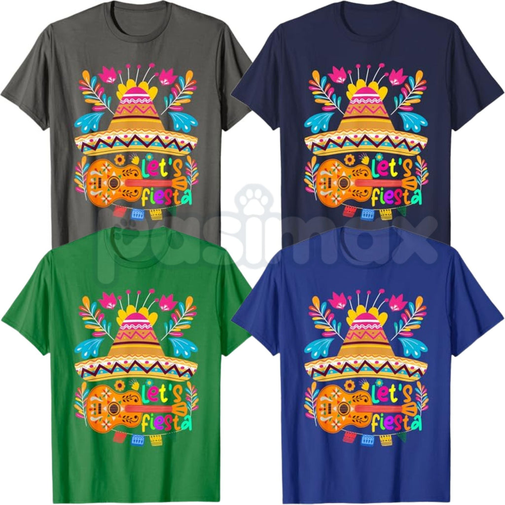 "Let’s Fiesta" Cinco de Mayo T-Shirt – Vibrant Mexican Fiesta Graphic Tee, Remastered Heavy Cotton 5 De Mayo Top, Soft Lived-In Heavyweight Celebration Shirt, Made in USA