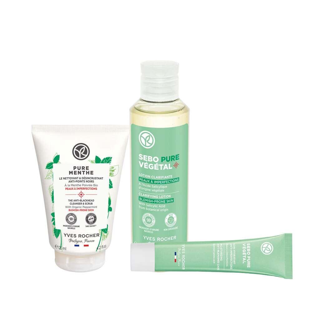 Sebo Pure Vegetal Acne-Prone Skin Care Set - Daily Cleansing Routine with Organic Mint & Botanical Salicylic Acid