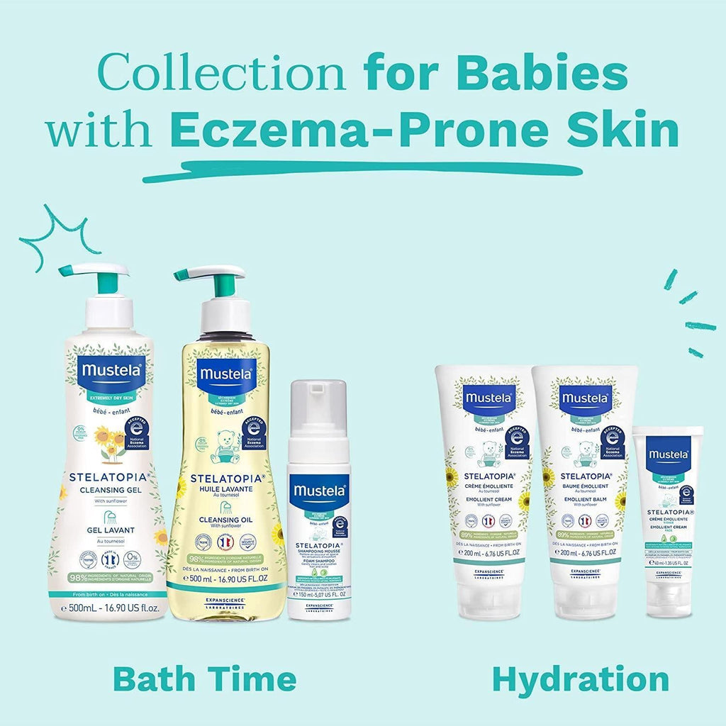 Mustela Stelatopia Cleansing Oil for Dry Skin - Natural, Vegan, Dermatologically Tested Baby Skincare