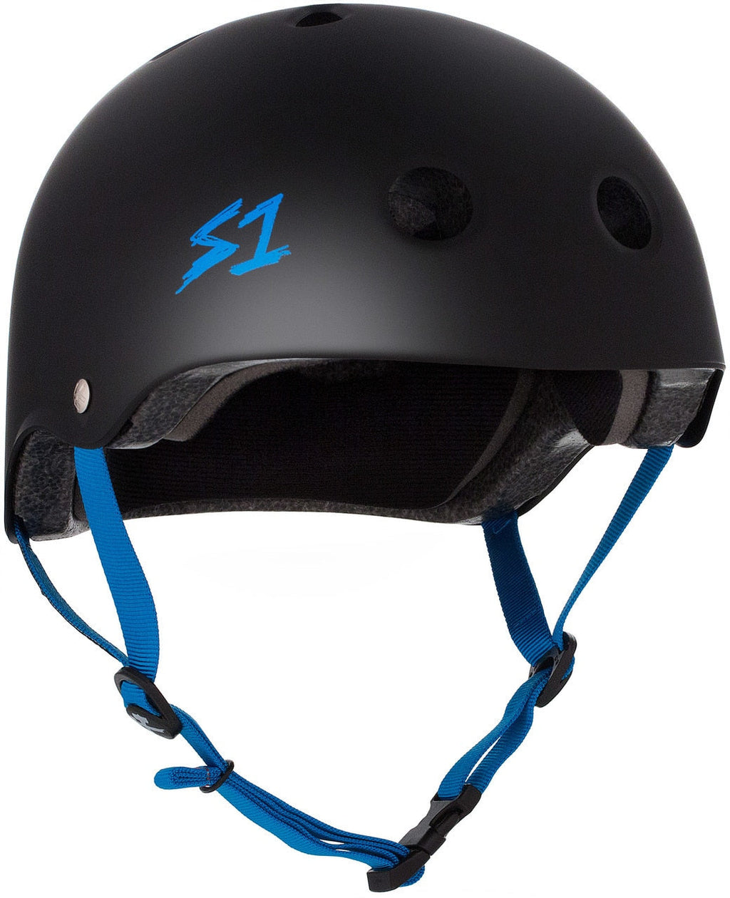 S1 Lifer Helmet - Black Matte/Cyan Straps by Skates USA