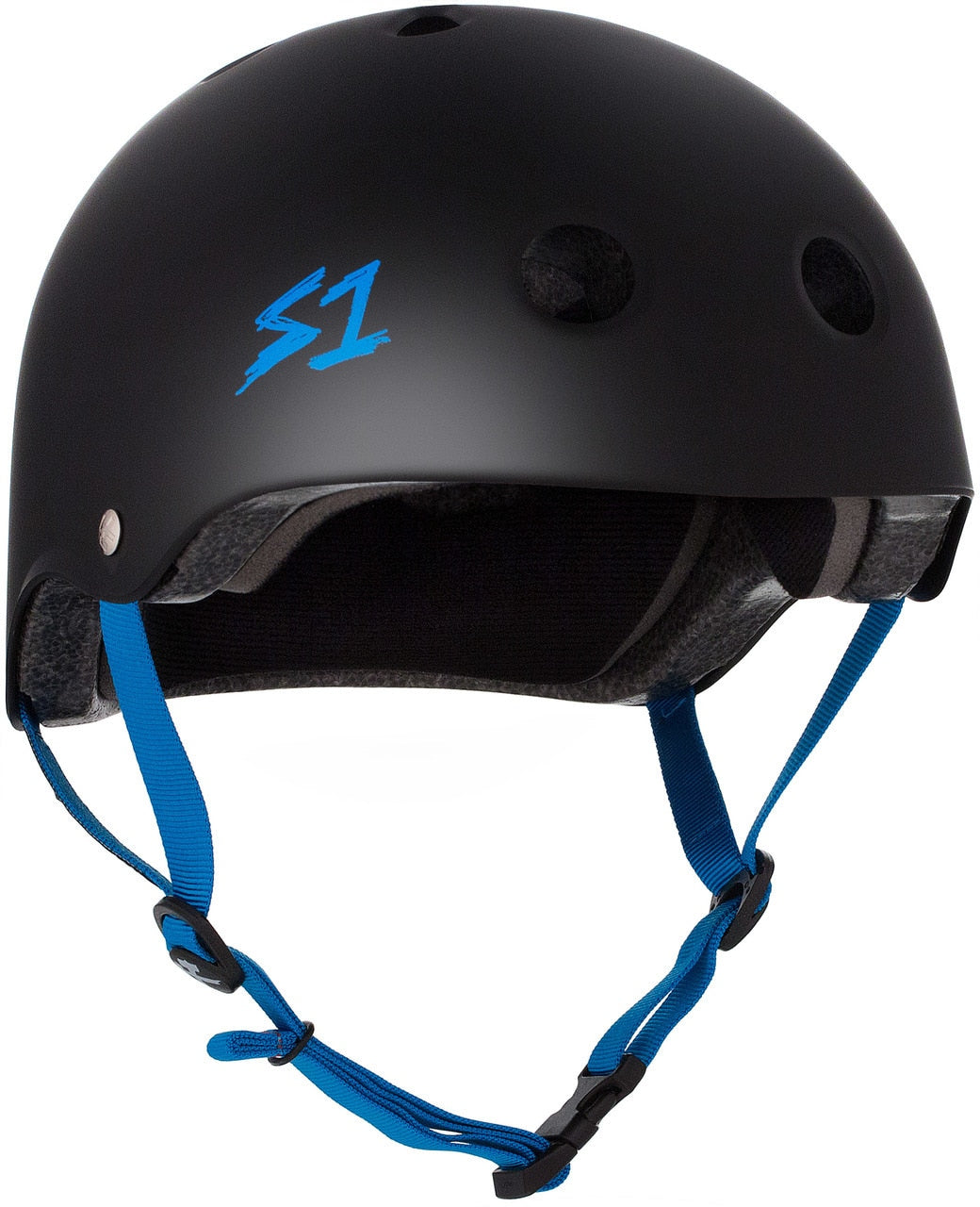 S1 Lifer Helmet - Black Matte/Cyan Straps by Skates USA