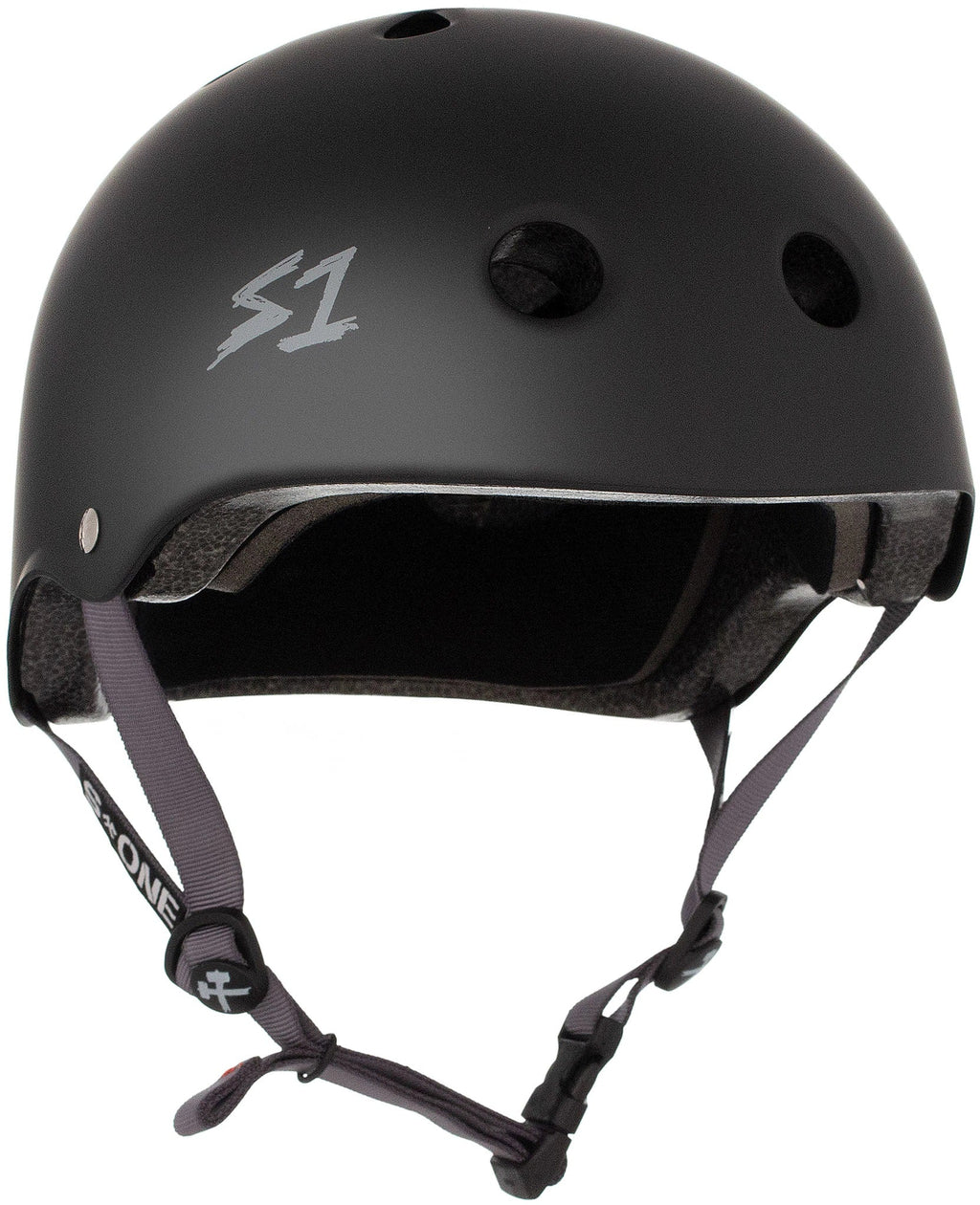 S1 Lifer Helmet - Black Matte/Grey Straps by Skates USA