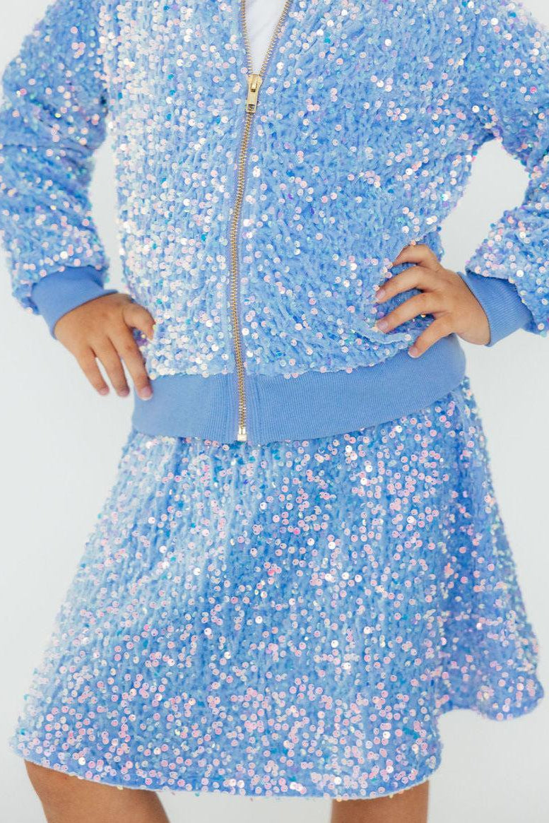 Mila & Rose ® Light Blue Velvet Sequin Twirl Skort — main product shot