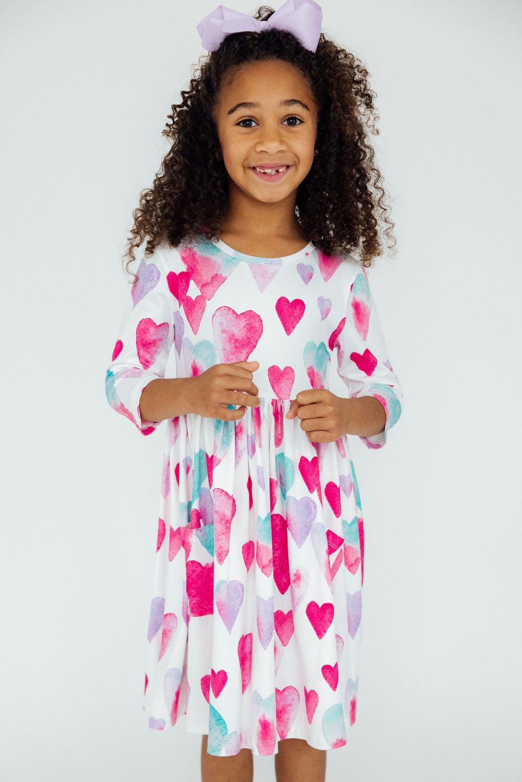 Mila & Rose ® Light Hearted 3/4 Sleeve Pocket Twirl Dress — back view