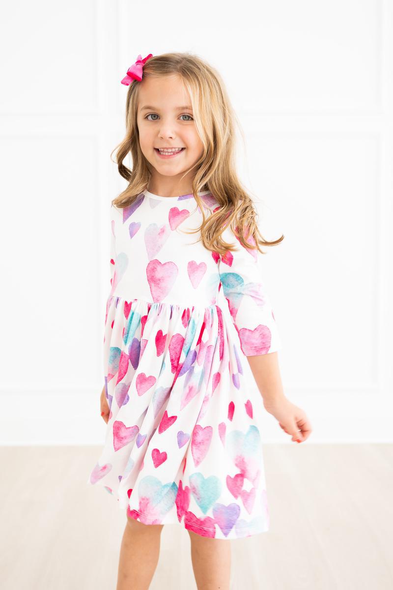 Mila & Rose ® Light Hearted 3/4 Sleeve Pocket Twirl Dress — size reference