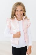 Mila & Rose ® SALE Light Pink Checker Puffer Vest — main product shot