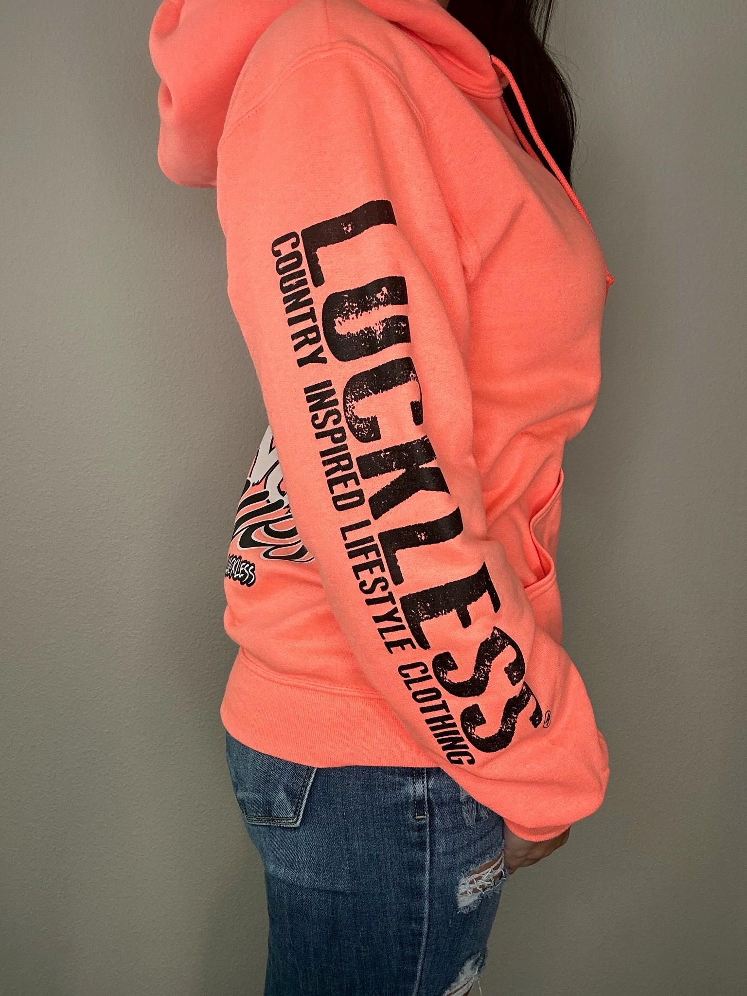 Luckless Outfitters Lil Bit Of Devil in these Angel Eyes Hoodie — color detail