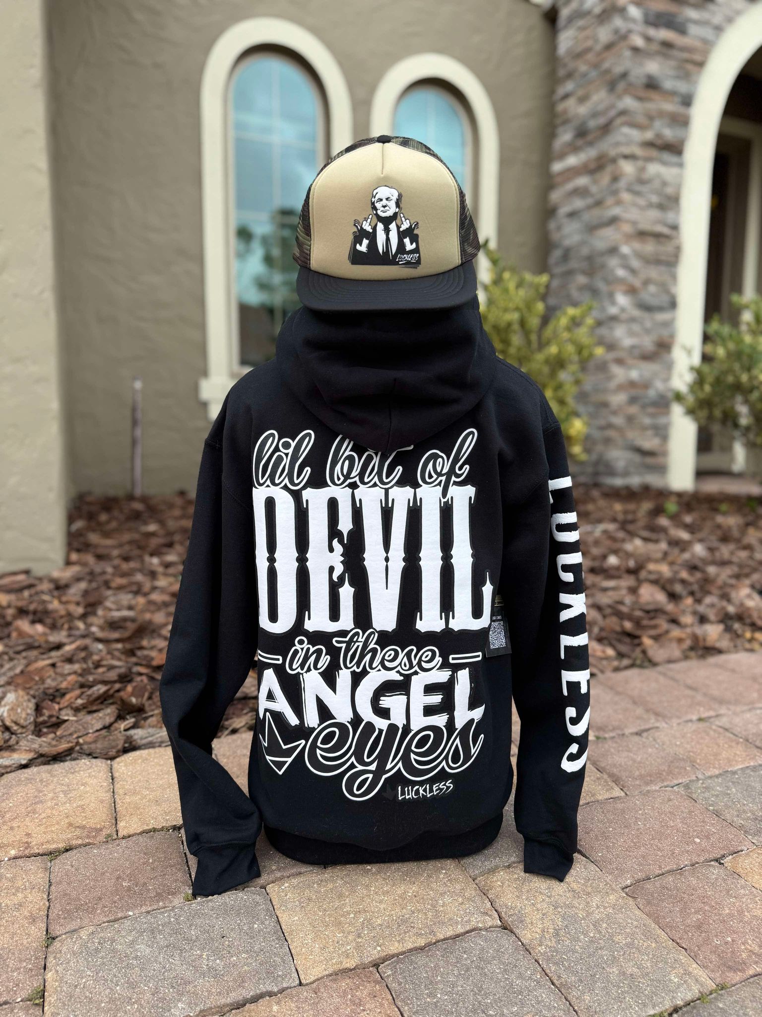 Luckless Outfitters Lil Bit Of Devil in these Angel Eyes Hoodie — alternative angle