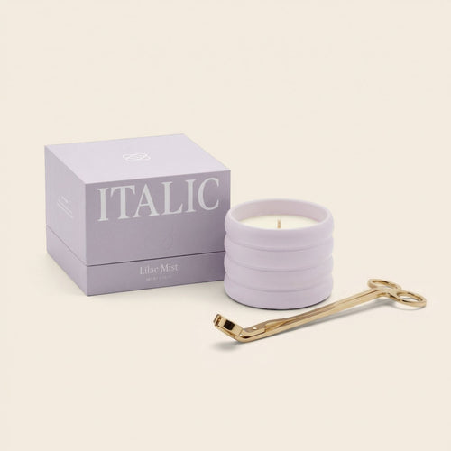 Italic Ceramic Candle & Wick Trimmer Set — material texture detail