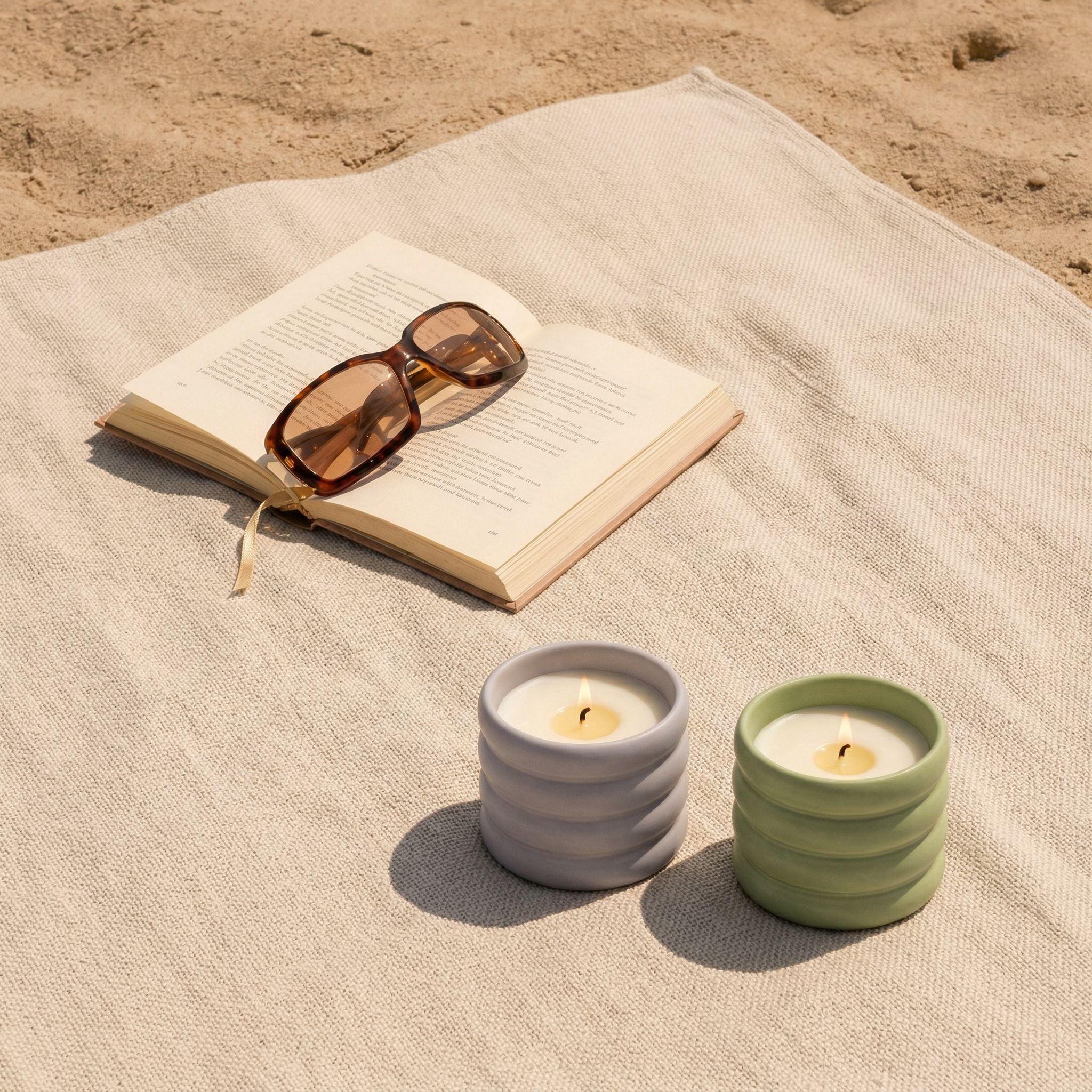 Italic Ceramic Candle — in-room styled lifestyle
