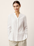 LINTICO Linen-Lyocell Mandarin Collar Fitted Seam Shirt THORA — main product shot