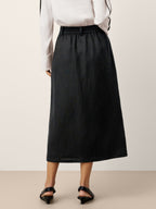 LINTICO Linen-Lyocell Patch Pocket Placket Skirt LYRA — bottoms-skirts-linen blend category context