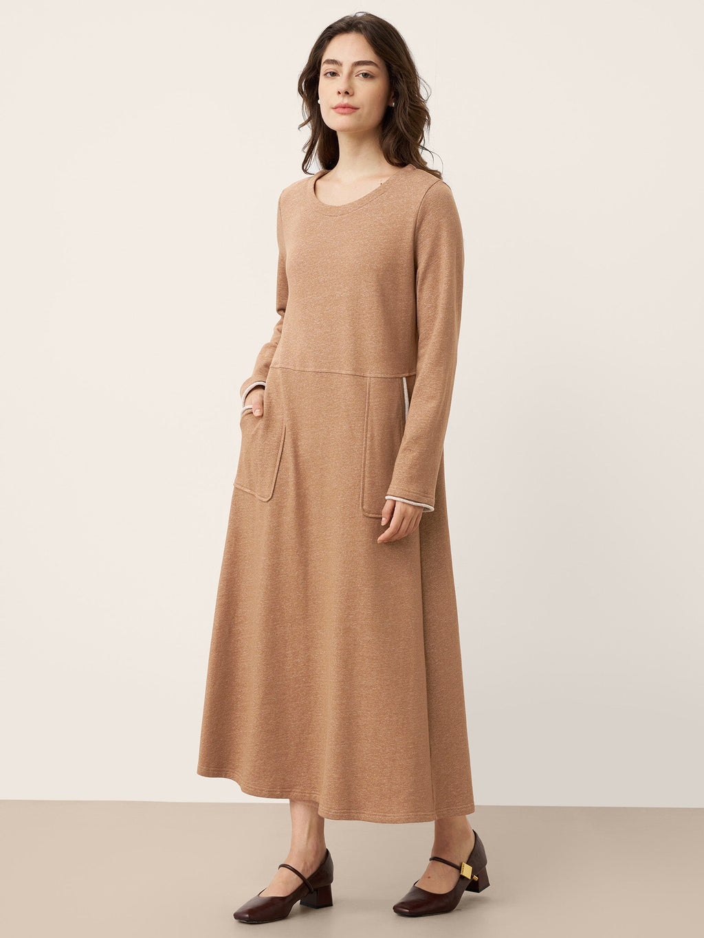 LINTICO Linen Cotton Colorblock Trim Pocket Maxi Dress CLEMENTINE — construction detail