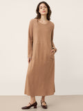 LINTICO Linen Cotton Colorblock Trim Pocket Maxi Dress CLEMENTINE — main product shot