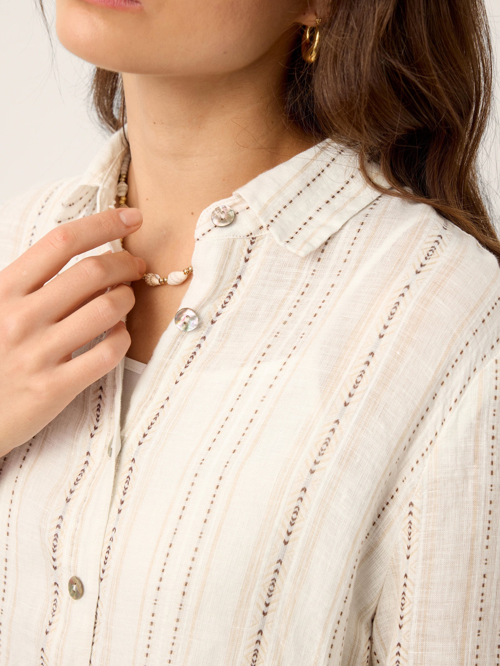 LINTICO Linen Striped Tab-Sleeve Bohemia Shirt Dress BLYTHE — comparison shot