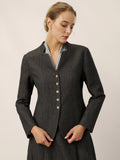LINTICO Linen Mandarin Collar Button-Up Shirt Jacket KIMBERLY — main product shot
