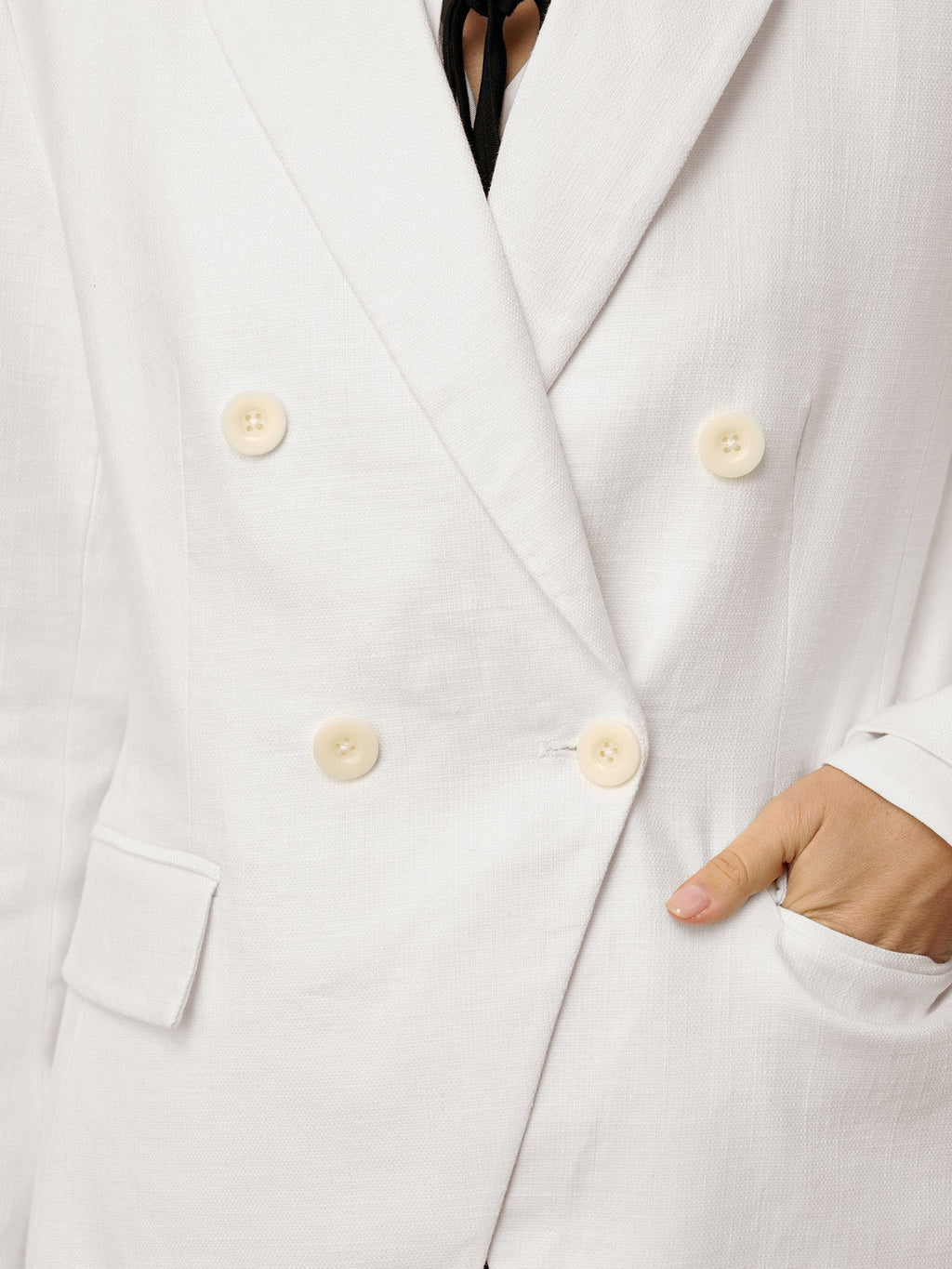 LINTICO Linen Peak Lapel Crossover Blazer IRIS — detail shot 6