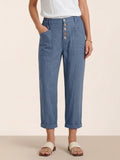 LINTICO Linen Simple Button Fly Trousers HEIDI — main product shot