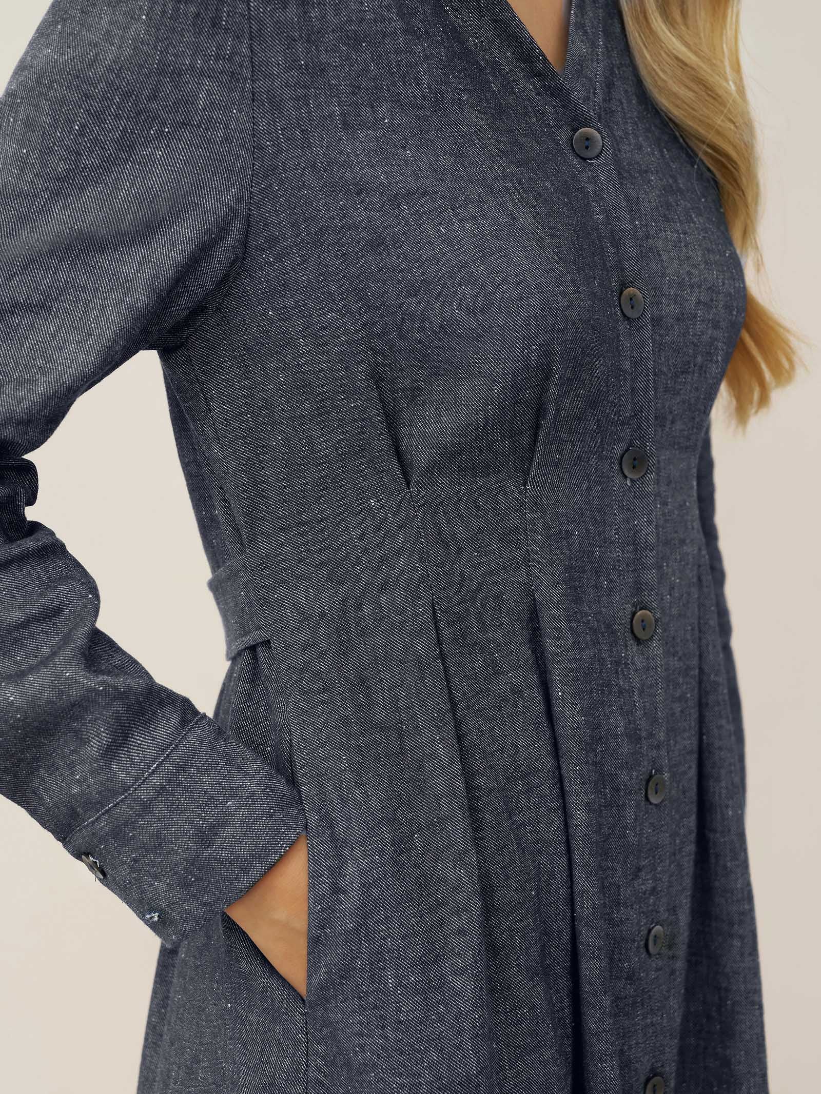 LINTICO LINTICO Linen Denim Texture Jacket Dress HANNAH — detail shot 9