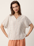 LINTICO Linen Split-Neck Drop-Shoulder Top KIERA — main product shot