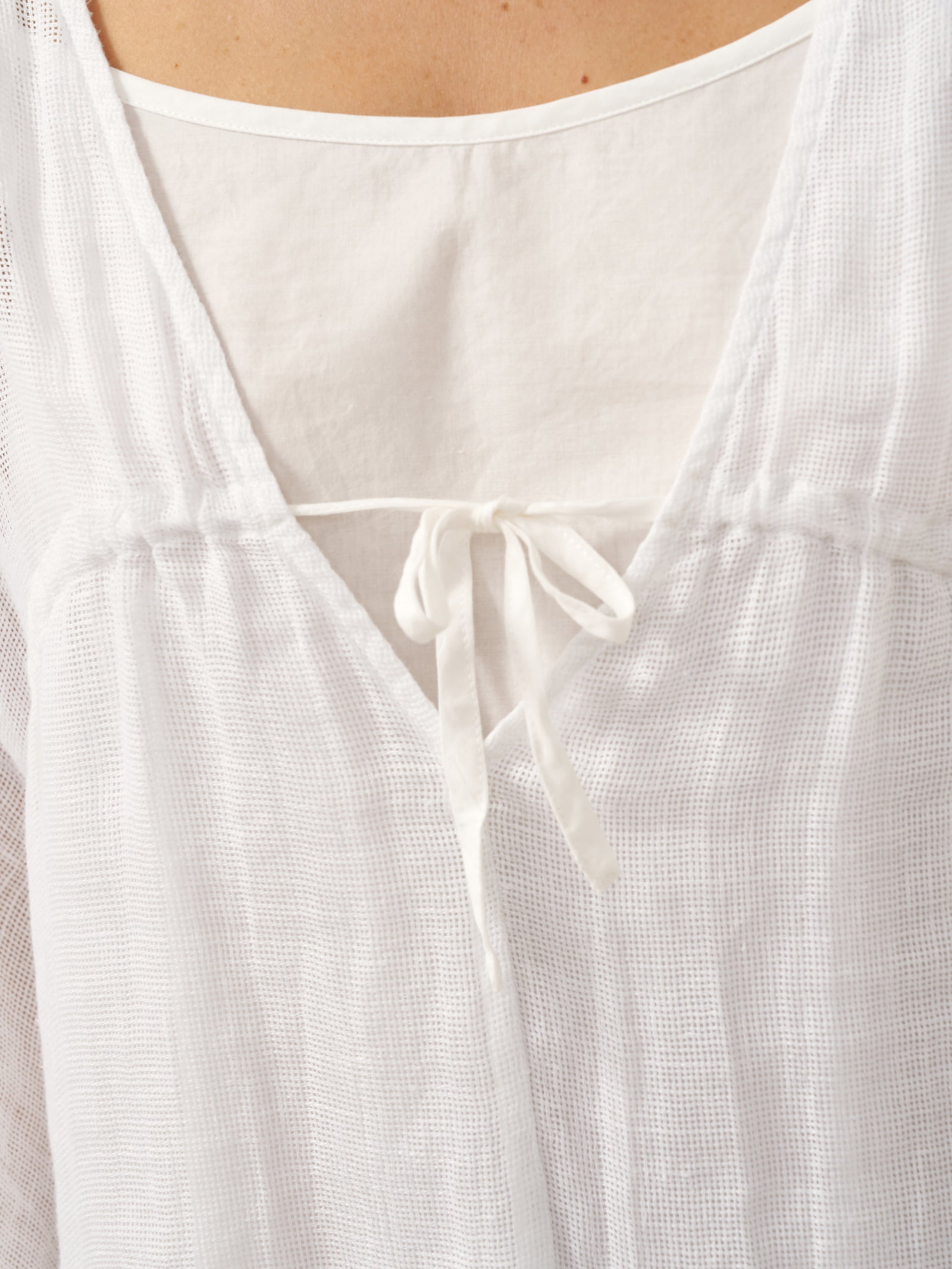 LINTICO Linen V-Neck Cover-Up and Slip Dress Set CASS — product on model