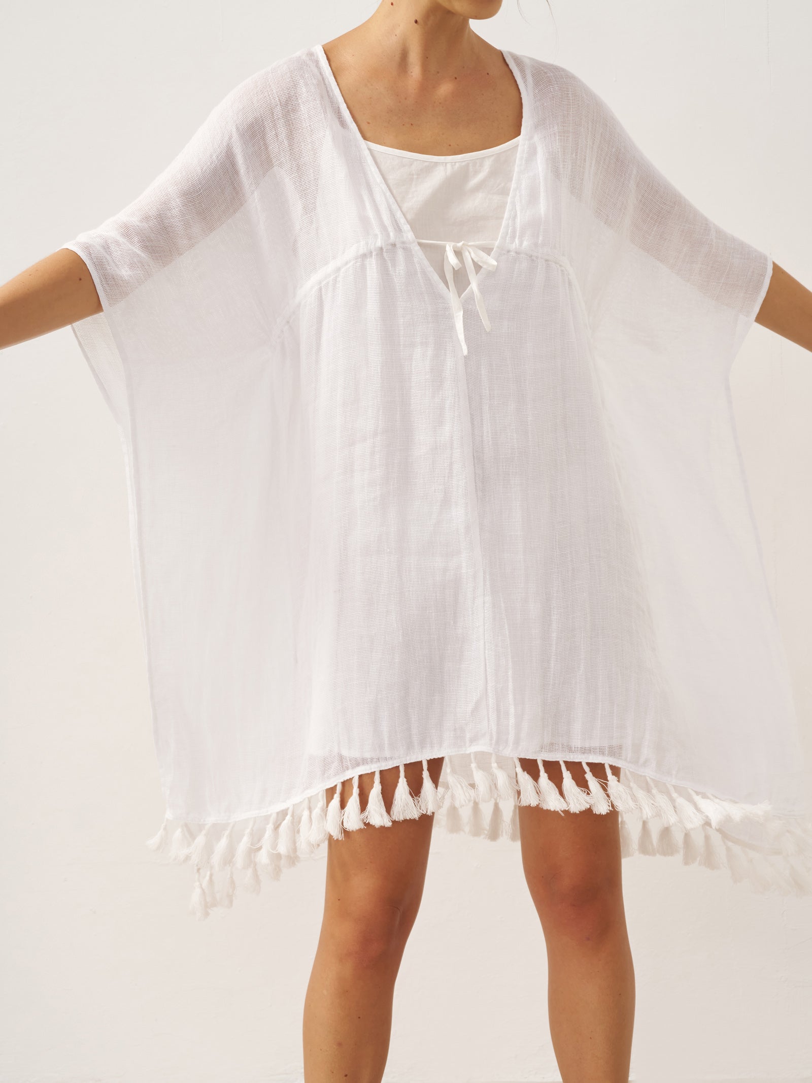 LINTICO LINTICO Linen V-Neck Cover-Up and Slip Dress Set CASS — detail shot 6