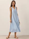 LINTICO Linen Vacation Sleeveless V-Neck Mid-Length Dress CELINE — main product shot
