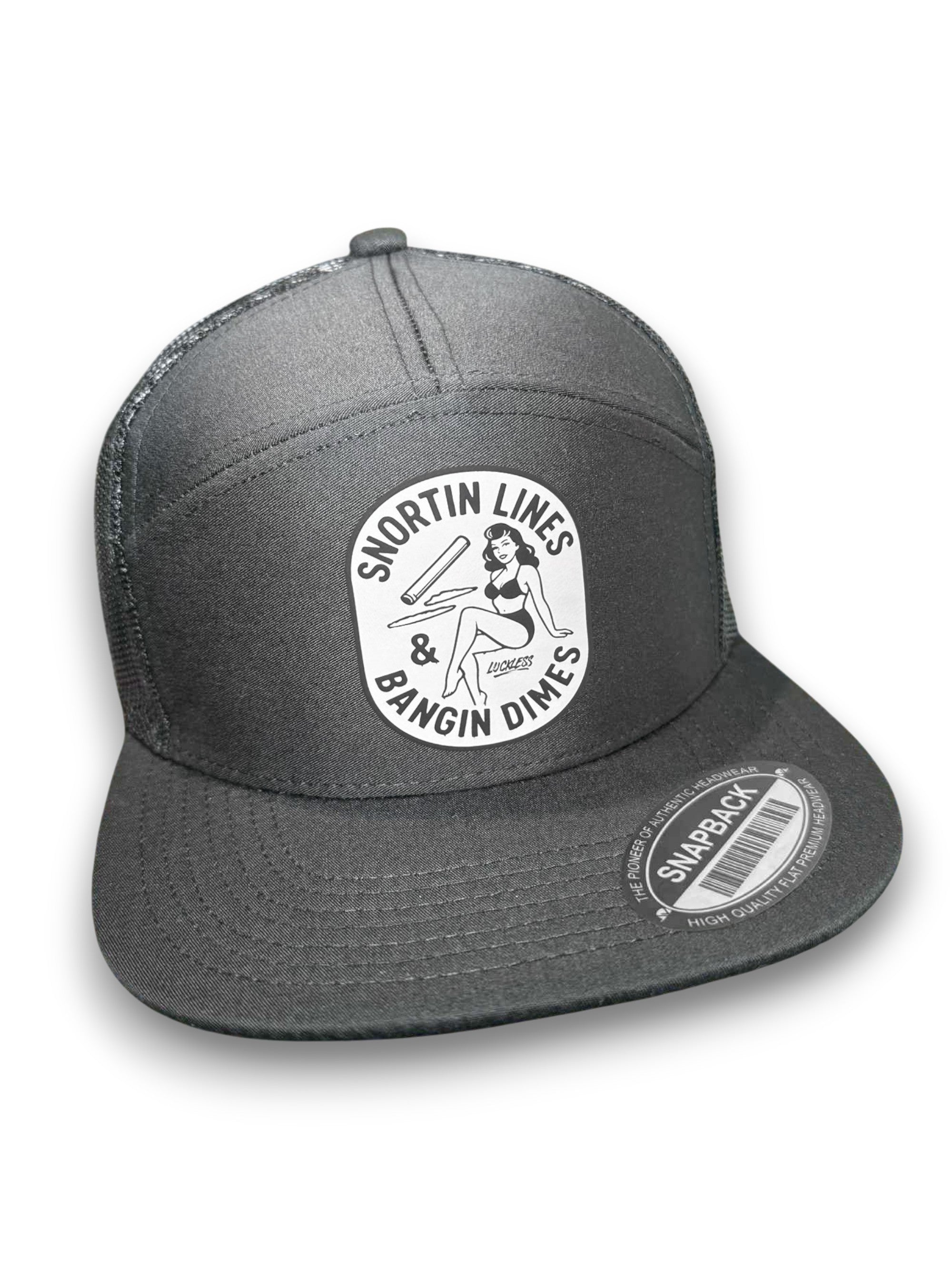 Luckless Outfitters Lines and Dimes 7 Panel Snapback Hat — main product shot