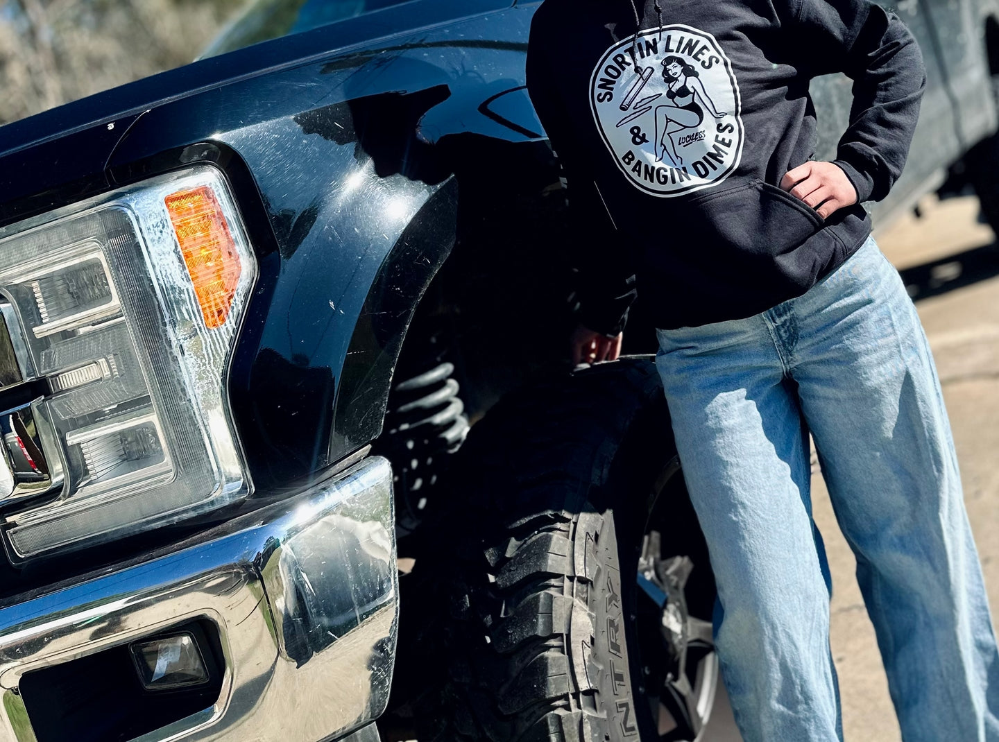Luckless Outfitters Lines and Dimes Hoodie — detail close-up