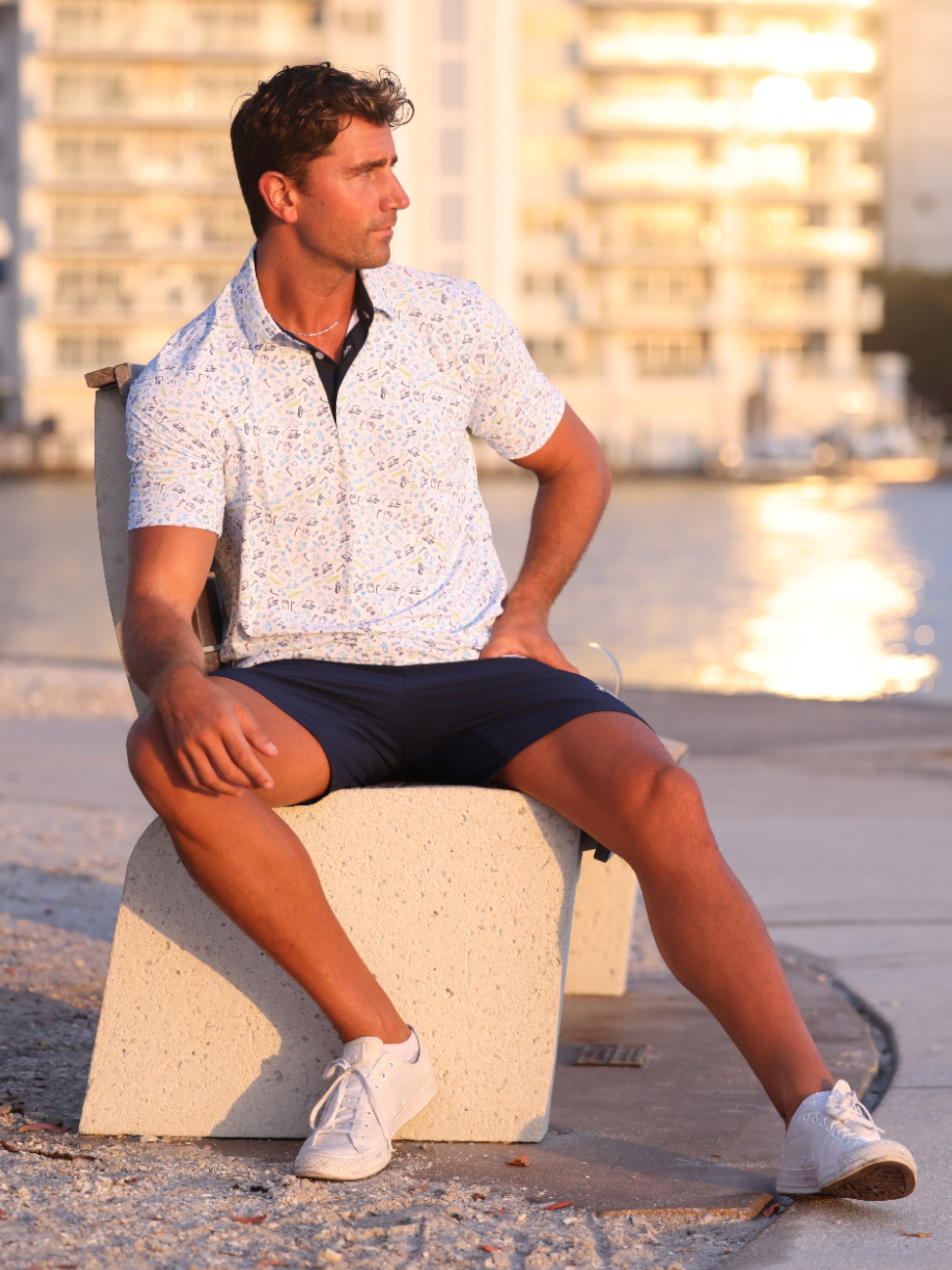 White Water Life Links Print Polo — polos category context