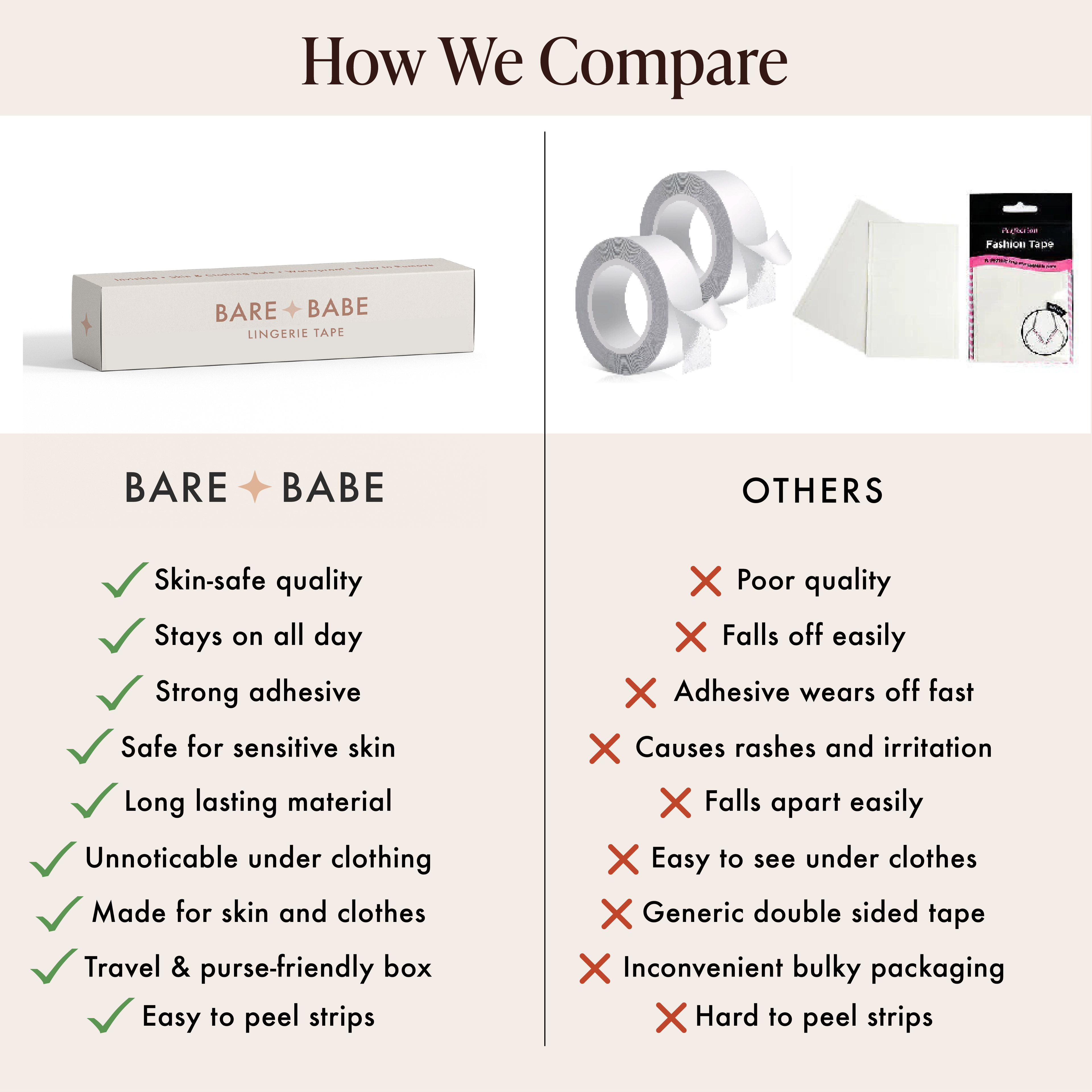 Bare Babe Invisible Lingerie Tape — branding close-up