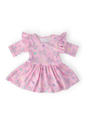 Mila & Rose ® Little Bow Peeps 3/4 Sleeve Twirl Flutter Bodysuit — main product shot