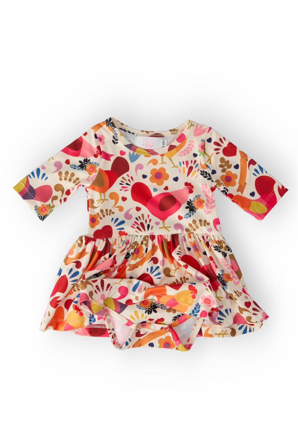 Mila & Rose ® Little Red Hen Twirl Bodysuit — detail close-up