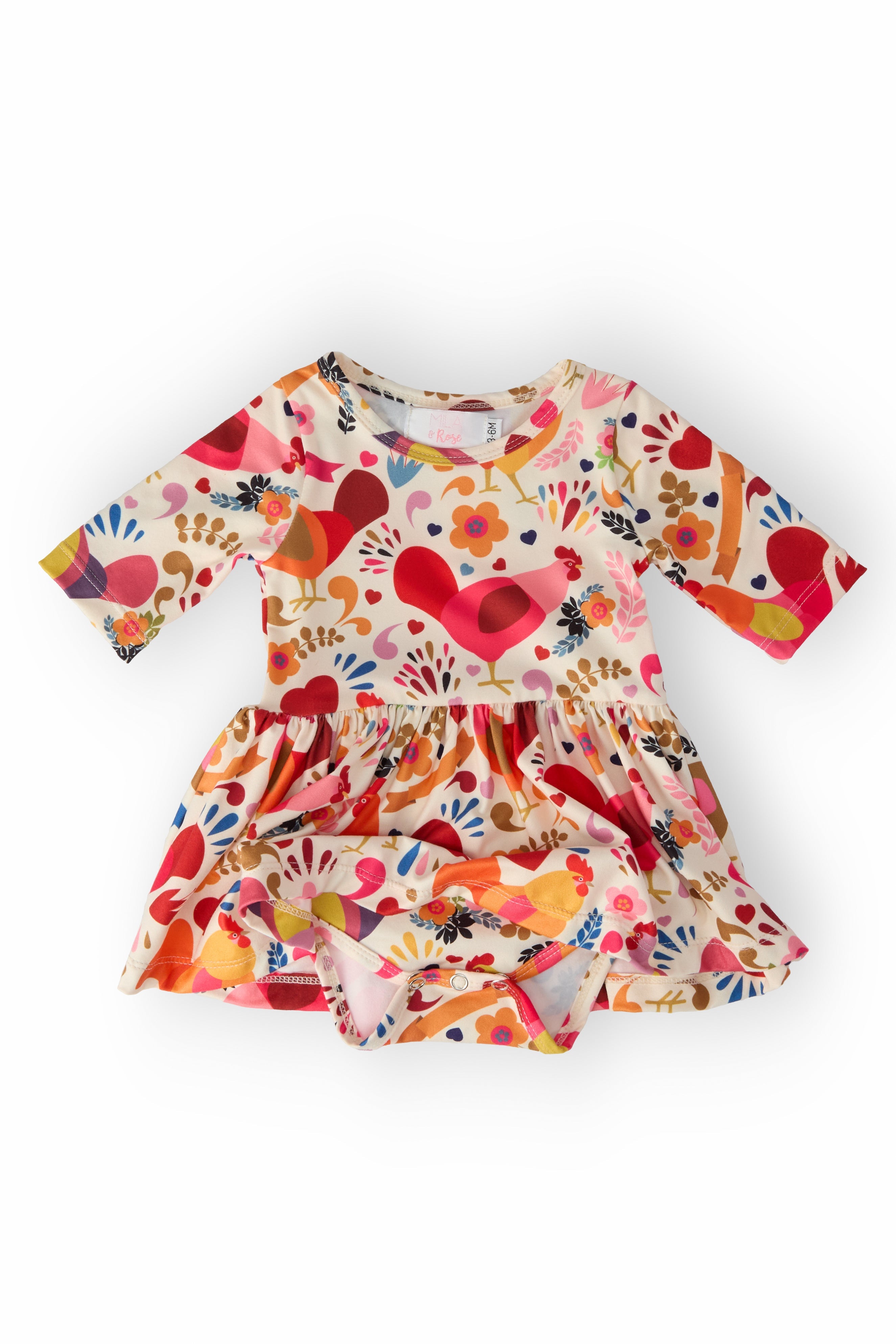 Mila & Rose ® Little Red Hen Twirl Bodysuit — detail close-up