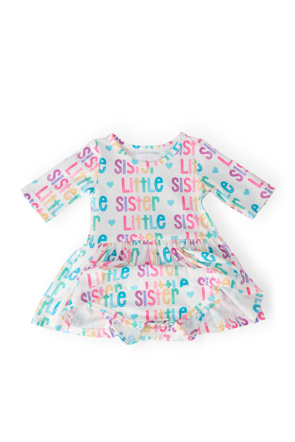 Mila & Rose ® Little Sister 3/4 Sleeve Twirl Bodysuit — detail close-up