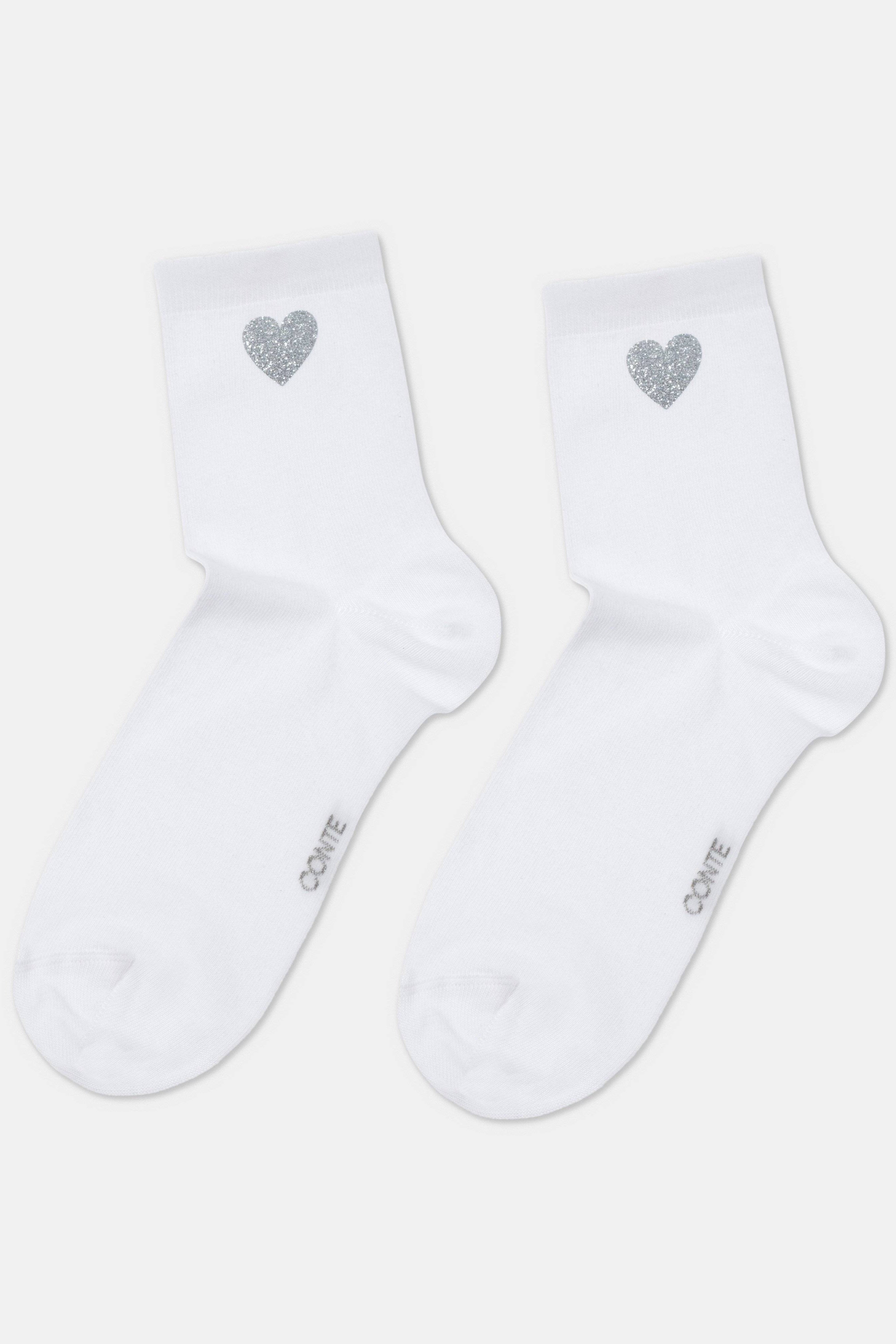 TheRanok.com Cotton Socks Conte Classic 427 - Shimmering Heart Pattern — back view