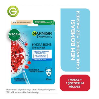 Garnier SkinActive Hydra Bomb Revitalizing Pomegranate Hydrating Facial Sheet Mask - Intense Skin Hydration & Revitalization for Dry Skin